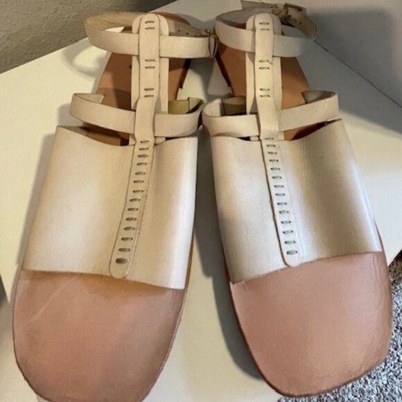 Free People Tan Leather Ankle Strap Sandals Sz 9 - Picture 1 of 3